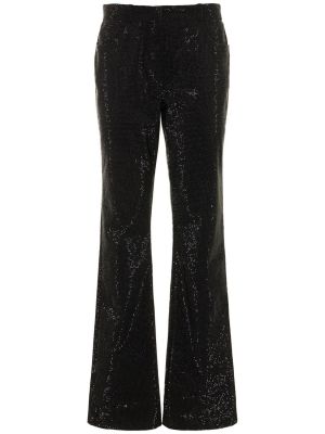 Křišťálové rovné kalhoty Ferragamo černé