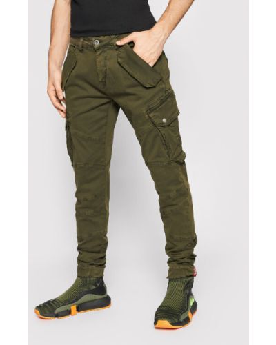 Pantaloni cu buzunare slim fit Alpha Industries verde