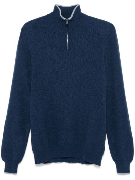 Kashmir kort sweater Fedeli blå