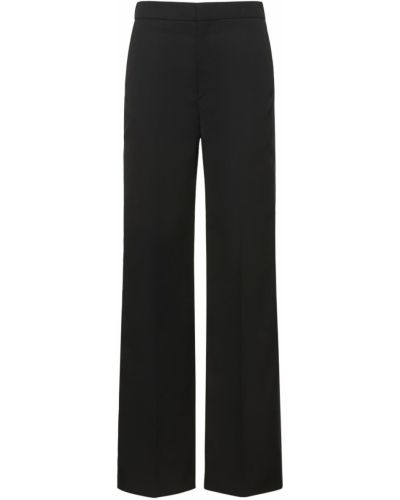 Vlněné rovné kalhoty Isabel Marant černé