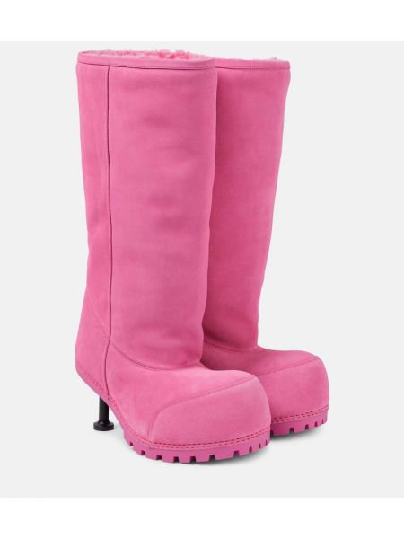 Semsket skinn støvler Balenciaga rosa