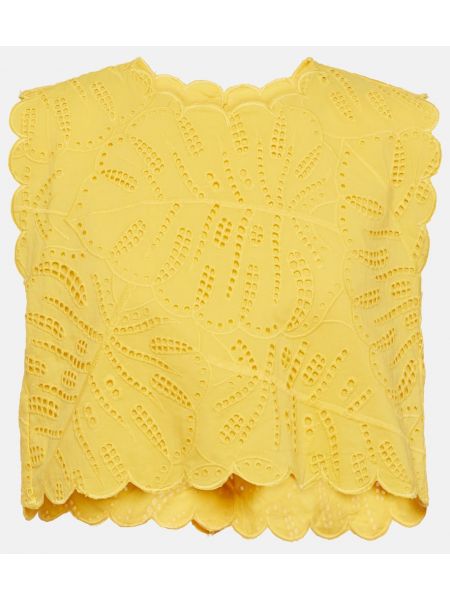 Crop top con bordado de algodón Farm Rio amarillo
