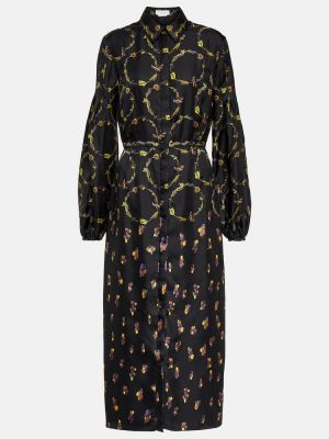 Μεταξωτή μάξι φόρεμα με σχέδιο Gabriela Hearst μαύρο