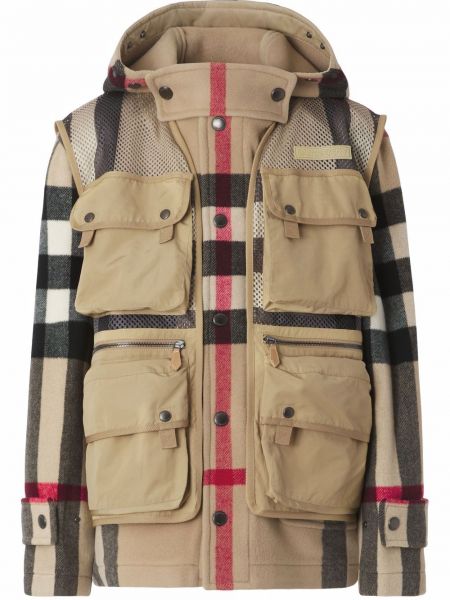 Hette sjekket lang vest Burberry brun