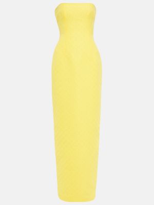Žakárové květinové dlouhé šaty Emilia Wickstead žluté