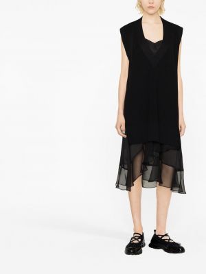 Průsvitné midi šaty Sacai černé