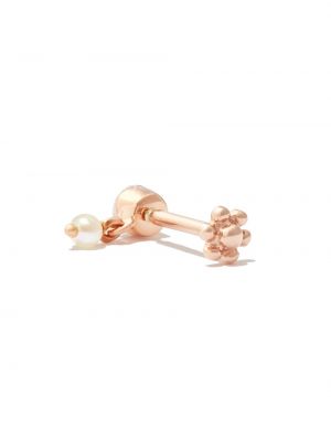 Rožinio aukso auskarai su perlais Maria Tash