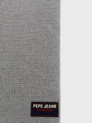 Однотонный шерстяной шарф Pepe Jeans серый