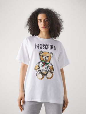 Белая футболка с принтом Moschino