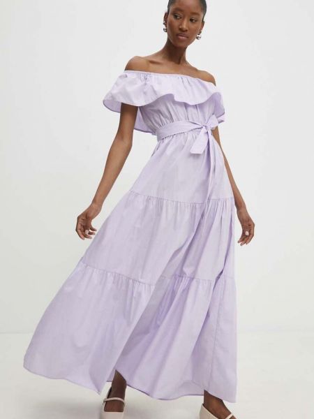 Hiszpańska sukienka bawełniany Answear Lab fioletowy