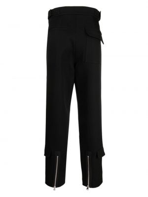 Vlněné rovné kalhoty na zip Namacheko černé
