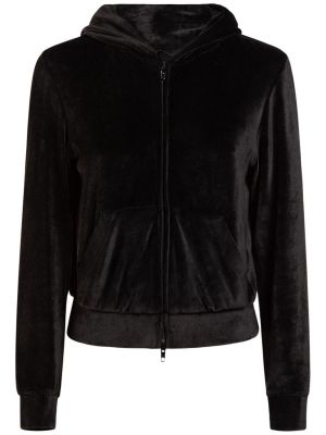 Viskose figurbetonter hoodie mit reißverschluss Balenciaga schwarz