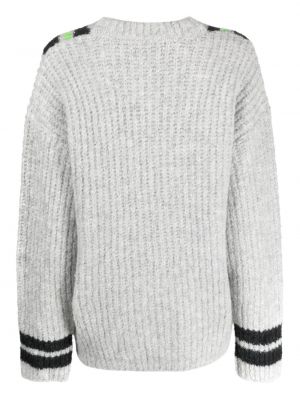 Siuvinėtas megztinis v formos iškirpte Erl pilka