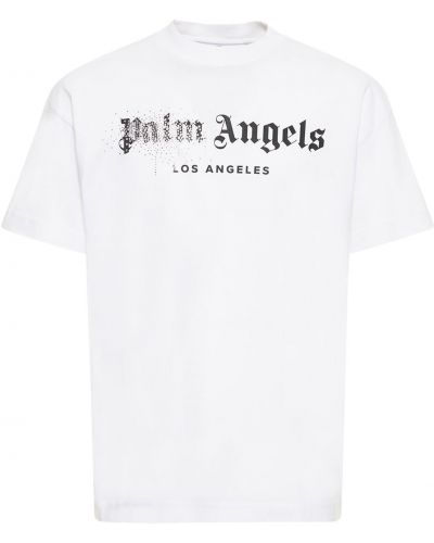 Bavlněné tričko jersey Palm Angels bílé
