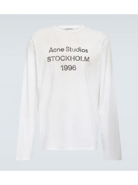 Koszulka z przetarciami z dżerseju Acne Studios biała