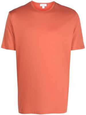 Bombažna majica z okroglim izrezom Sunspel oranžna