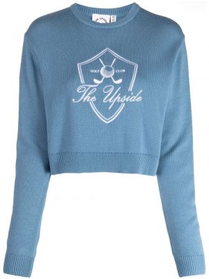 Bombažni pulover The Upside modra