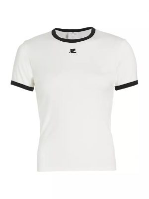 Хлопковая футболка с контрастной отделкой Reedition Courreges черный