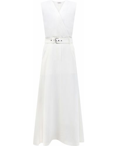 Длинное платье с пряжкой Brunello Cucinelli белое