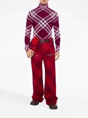 Spodnie wełniane w kratkę relaxed fit Burberry czerwone