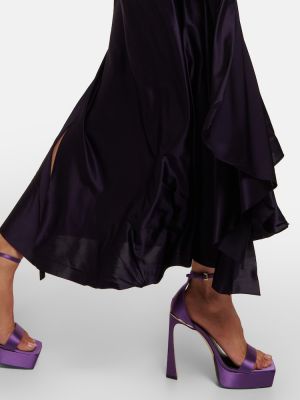 Asymetrické džerzej midi šaty Victoria Beckham fialová