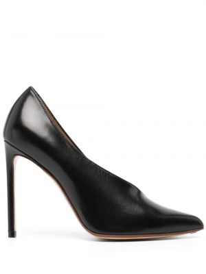 Асиметрични кожени полуотворени обувки Francesco Russo черно