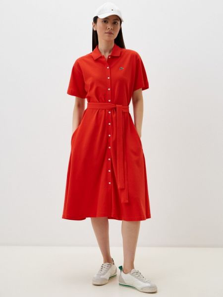 Платье-рубашка Lacoste красное