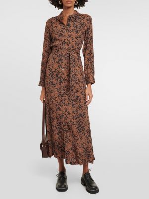 Длинное платье с принтом с животным принтом A.p.c. коричневое