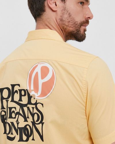 Памучна дънкова риза Pepe Jeans жълто
