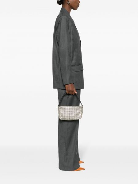 Křišťálová shopper kabelka Self-portrait bílá