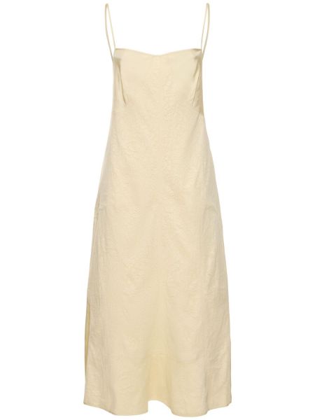 Mini vestido de raso de encaje Jil Sander beige