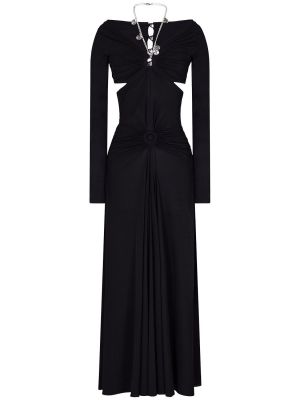 Sukienka długa z dżerseju Paco Rabanne czarna