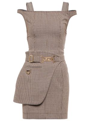 Vlněné přiléhavé mini šaty Fendi - béžová