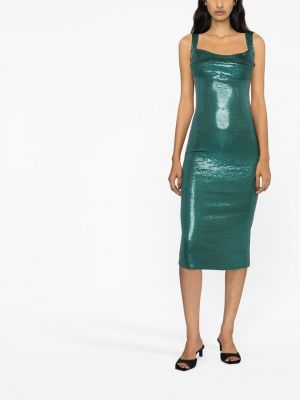 Midi kleita ar fliteriem bez piedurknēm Atu Body Couture zaļš