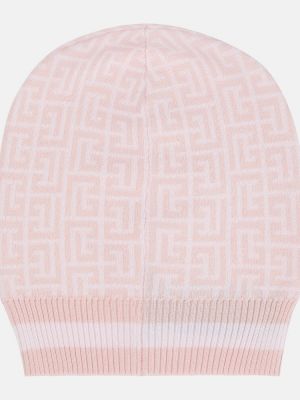 Žakárový vlněný čepice Balmain růžový