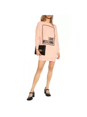 Mini vestido de cuero de algodón Love Moschino rosa