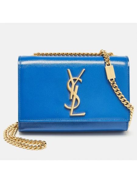 Bolsa de hombro de cuero retro Yves Saint Laurent Vintage azul