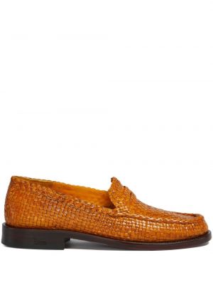 Pantofi loafer din piele Marni portocaliu