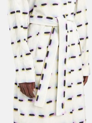 Сатенено късо палто с принт Dries Van Noten бяло