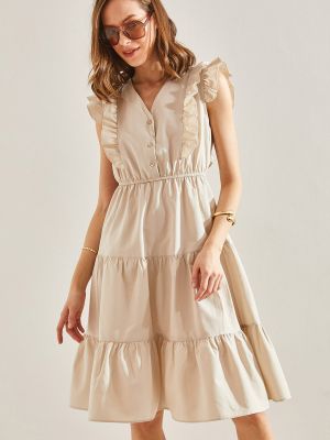 Φόρεμα με κουμπιά με βολάν Bianco Lucci