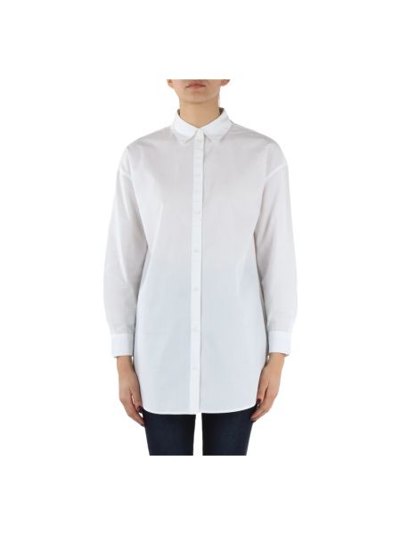 Koszula bawełniana oversize Armani Exchange biała