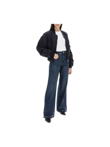 Gesteppte bootcut jeans ausgestellt mit plisseefalten Isabel Marant blau