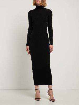 Кашмирена копринена миди рокля Tom Ford черно