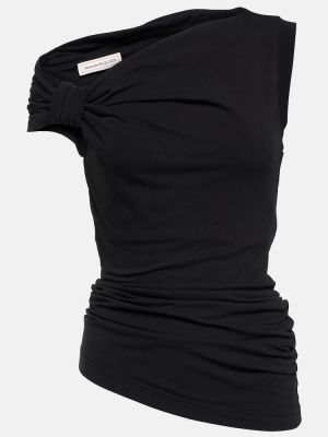 Asymetrický bavlnený top Alexander Mcqueen čierna