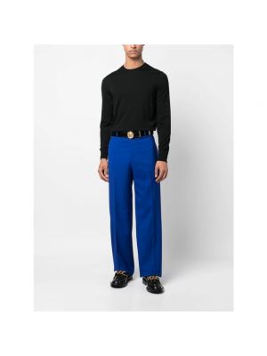 Pantalones de lana de seda Versace azul
