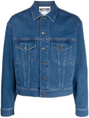 Haftowana kurtka jeansowa Moschino niebieska