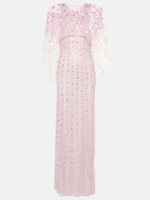 Μάξι φόρεμα από τούλι Jenny Packham ροζ