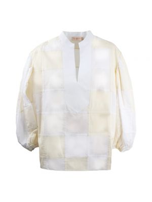 Bluzka bawełniana Tory Burch biała