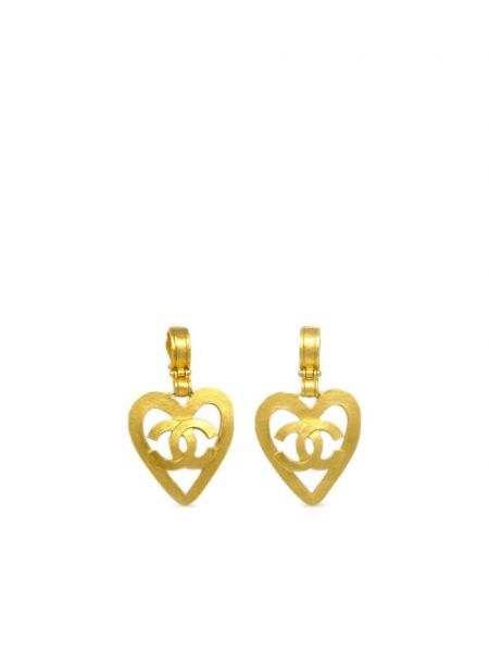 Auskarai su širdelėmis Chanel Pre-owned auksinė