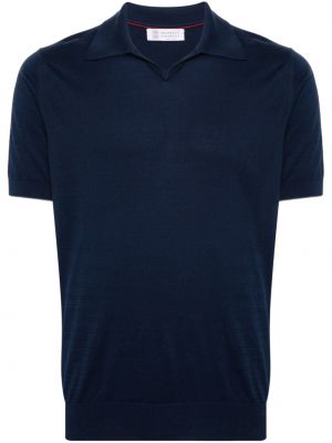 Medvilninis polo marškinėliai Brunello Cucinelli mėlyna